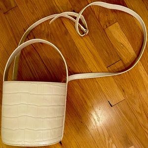 Staud off white croc bucket bag